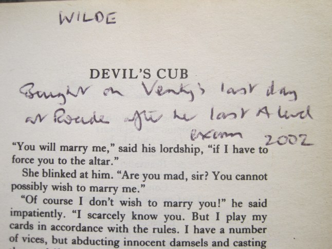 Inscription in the front of Devil's Cub