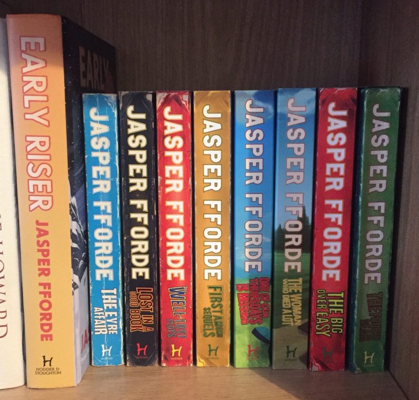 Shelf of Jasper Fforde books