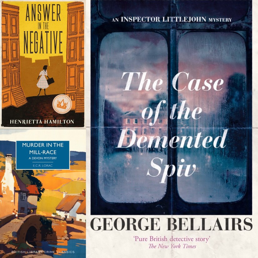 Covers of Answer in the Negative, Murder in the Mill-Race and the Case of the Demented Spiv