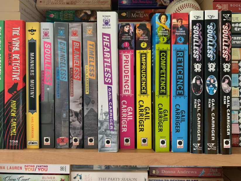 Shelf of Gail Carriger books