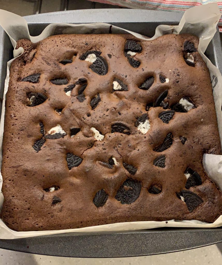 A pan of chocolate brownies