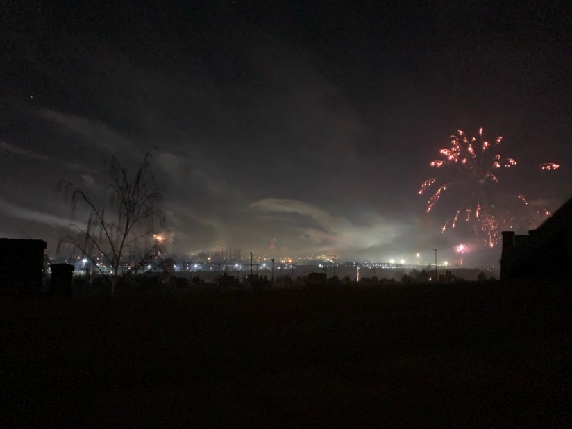 Fireworks seen from roof height