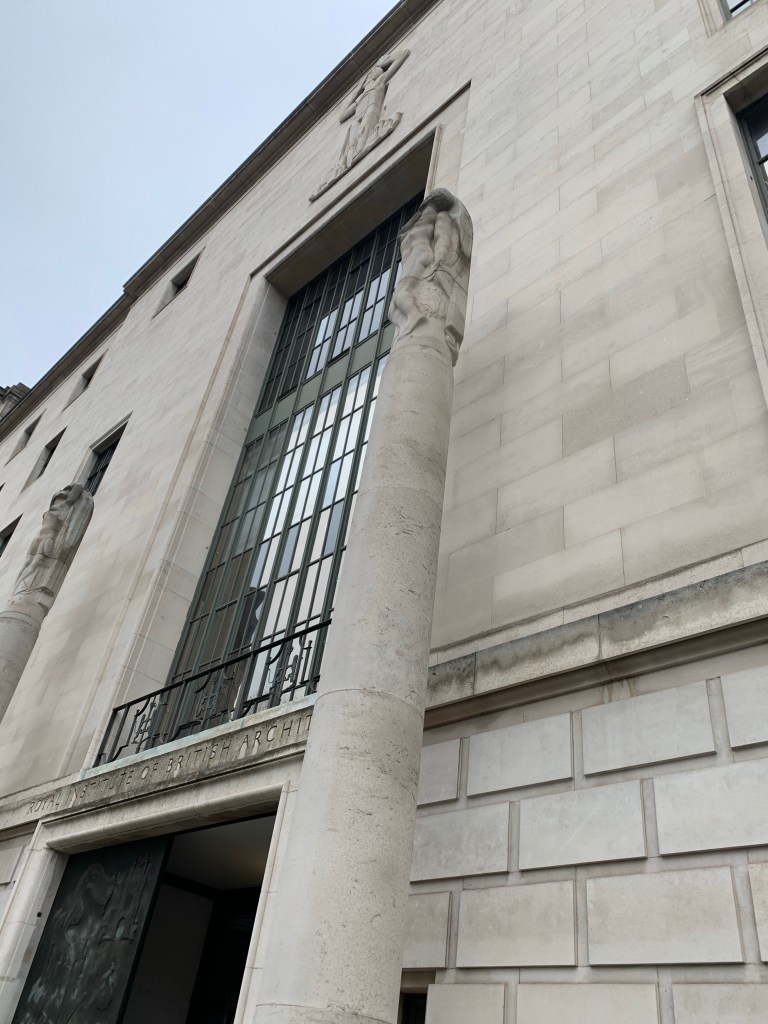 Front of RIBA headquarters on Portland Place in London