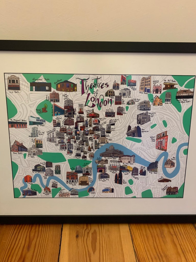 An illustrated map of London Theatres.