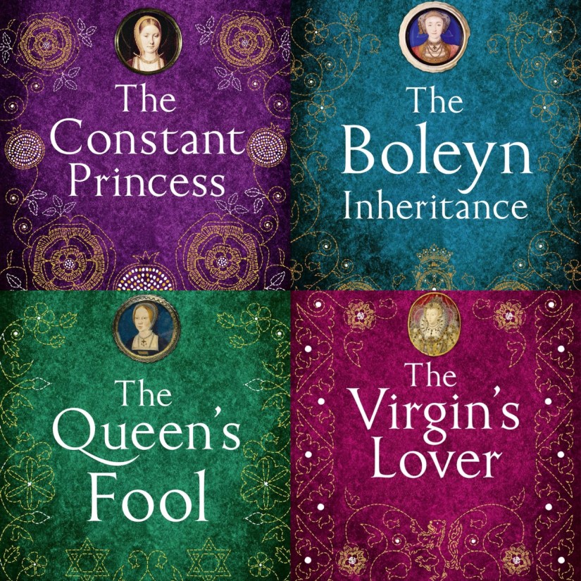 Covers of The Constant Princess, The Boleyn Inheritance, The Queen's Fool and The Virgin's Lover