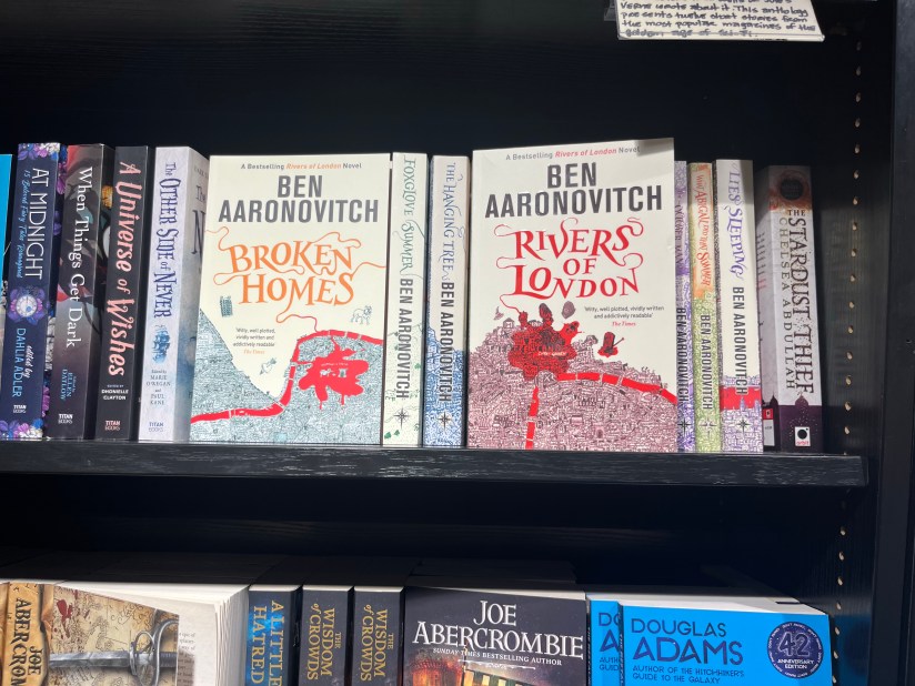 Rivers of London books in a bookshop