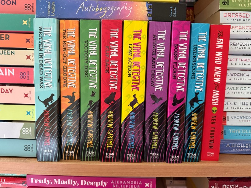Vinyl Detective books on a shelf
